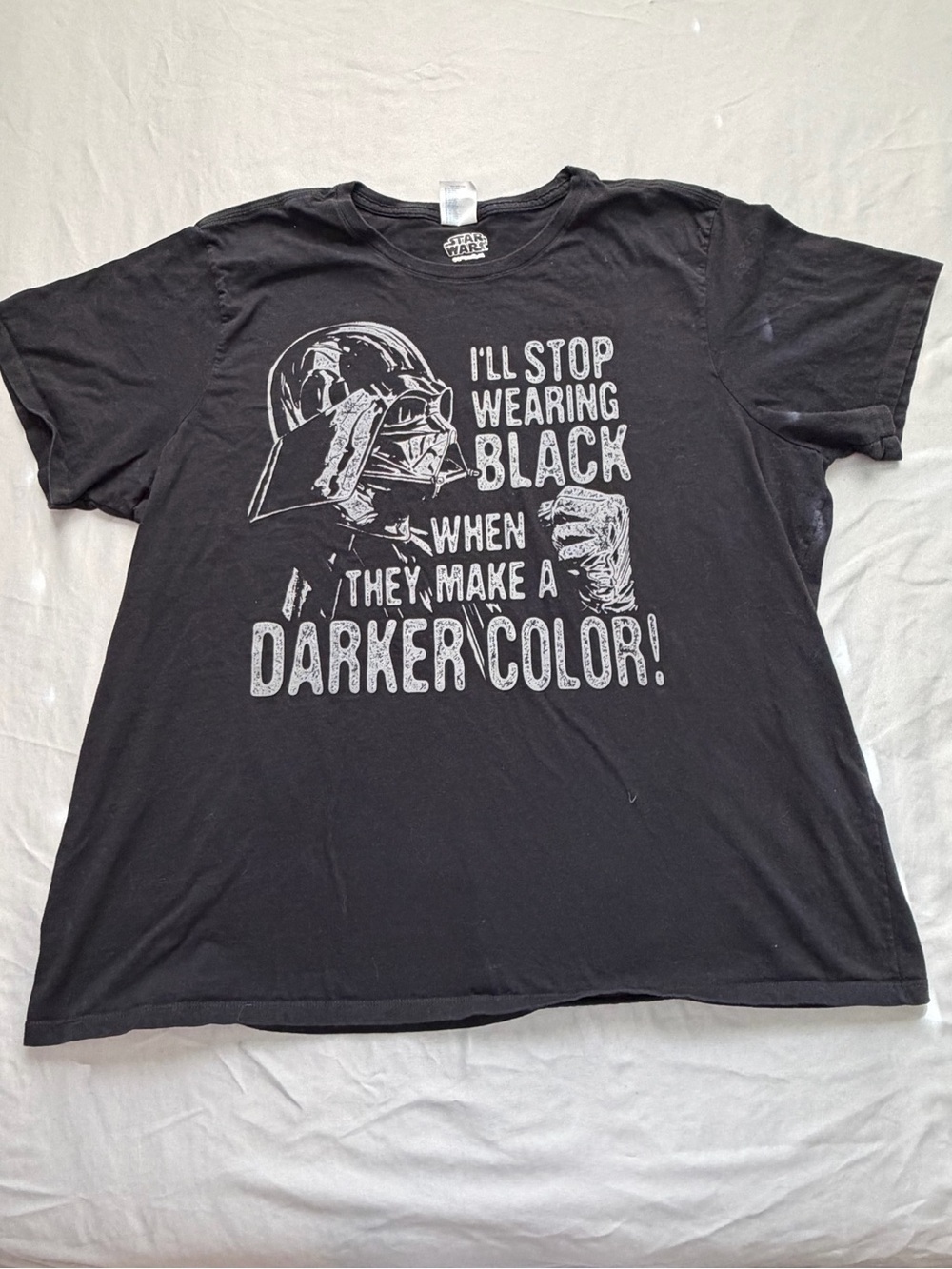 Star Wars Black Tee with White Darth Vader Graphic